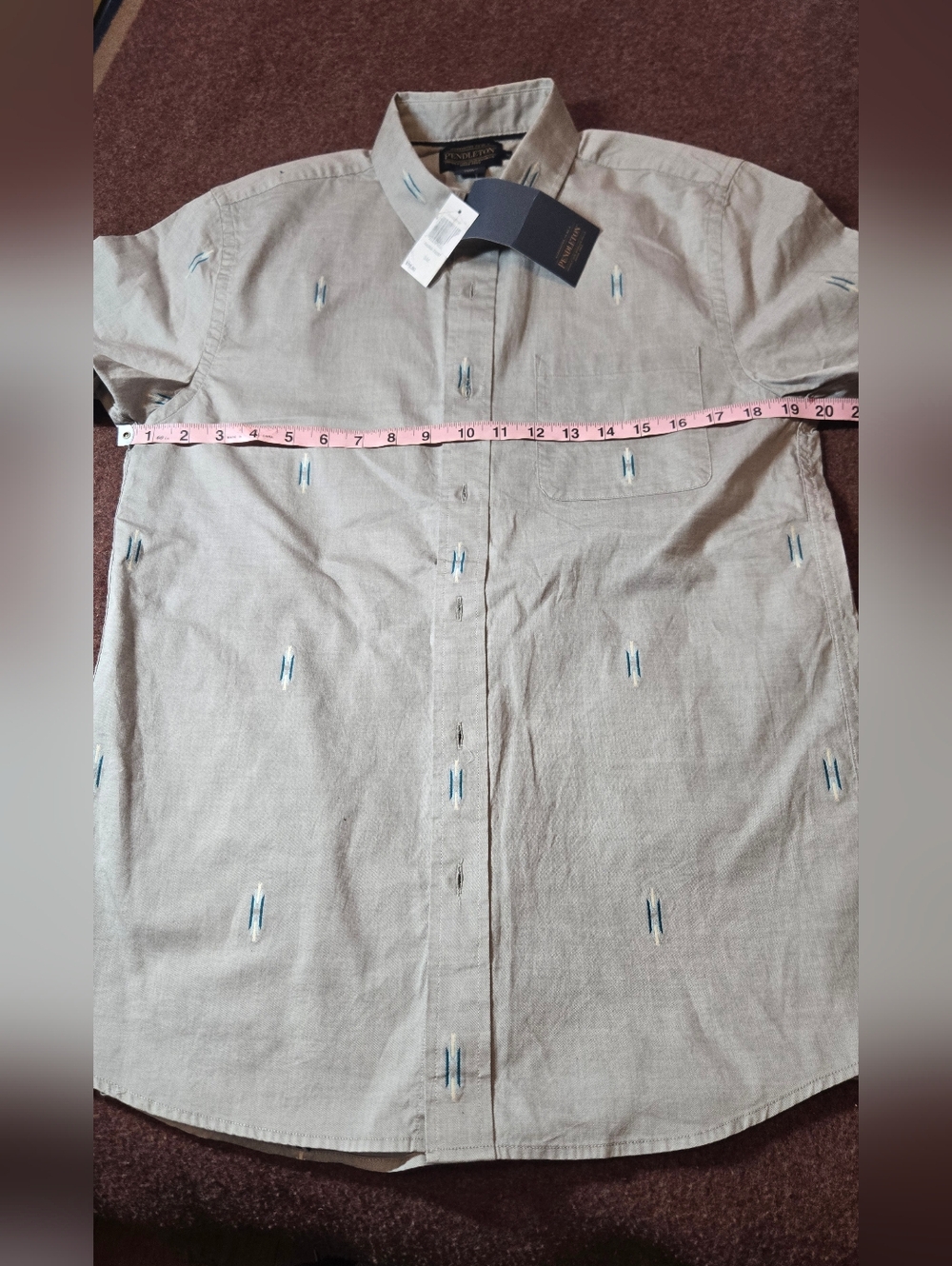 New! Pendelton Cotton Button Front Shirt Mens Size Small Blue And White - Picture 6 of 9